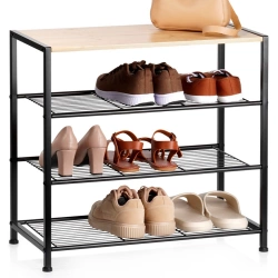 Regał na buty metalowy czarny 4-poziomowy 60x30x57 cm