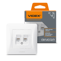Podwójne gniazdo komputerowe CAT6+CAT6 białe VIDEX BINERA
