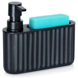Spülmittelspender Schwammhalter Schwarz 400 ml | Seifenspender, Seifenpumpe, Küche Spülbecken Organizer, Waschmittel