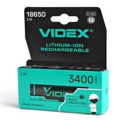Lithium-ion battery VIDEX 18650-P 3400mAh with protection color box/1pc